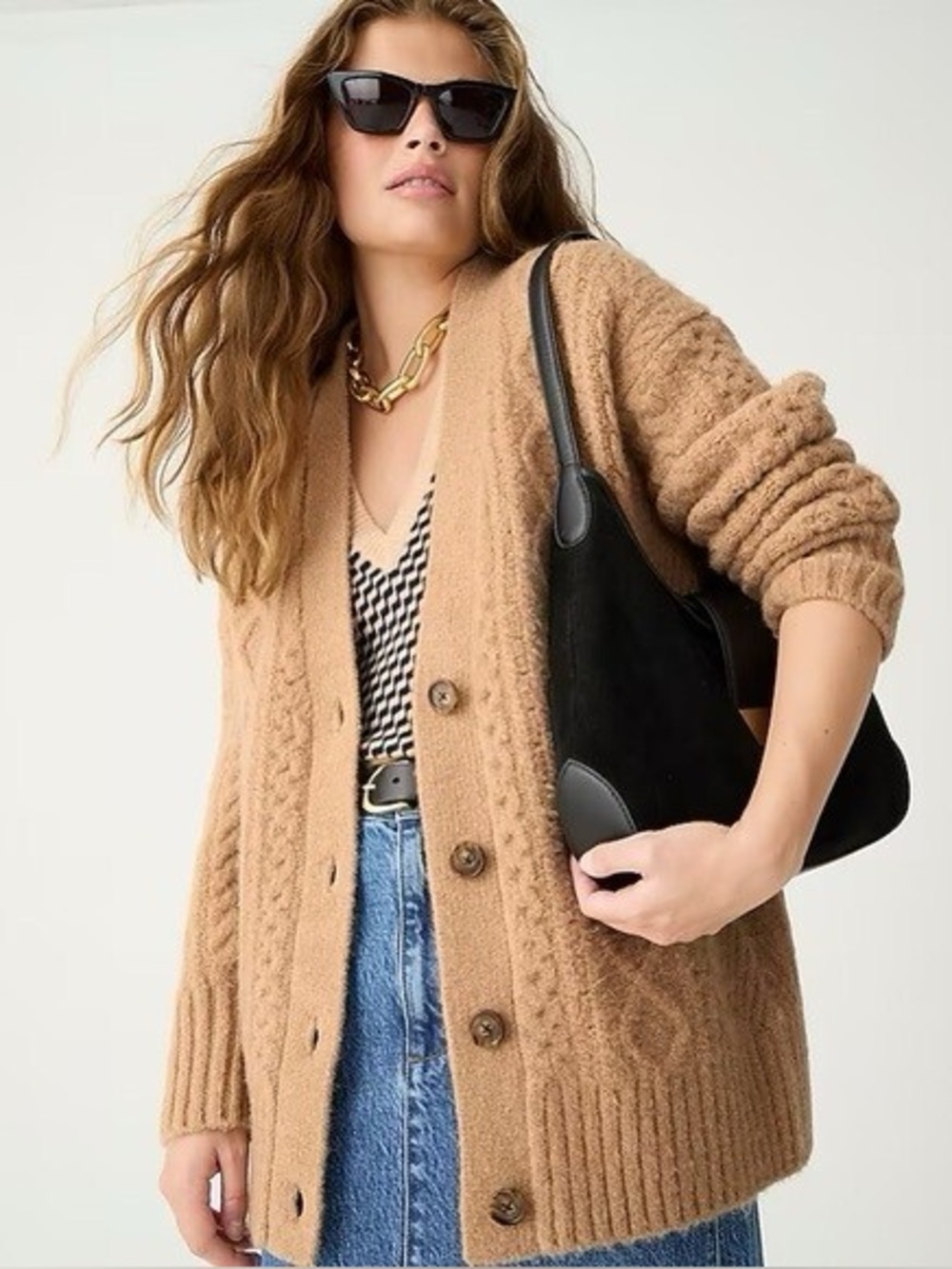 J. Crew Cable-knit Stretch Cardigan Sweater